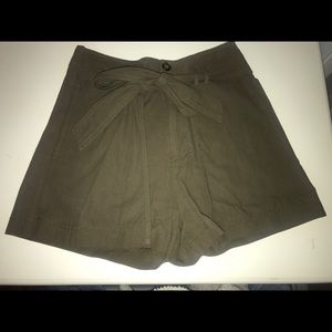 Green Tie Waist Shorts